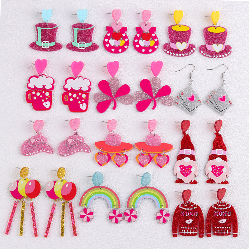 Wholesale Valentine's Day Tassel Balloon Love Acrylic Print Simple Fashion Earrings